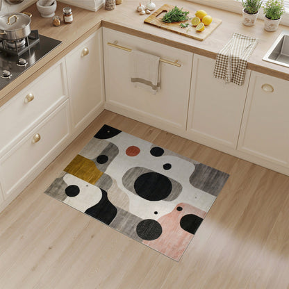 Abstract Geometric Area Rug in Neutral Tones