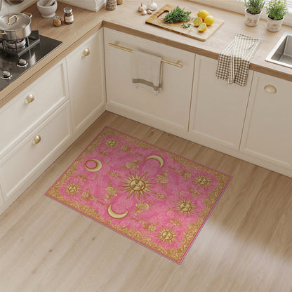 Pink Celestial Floral Vintage Area Rug