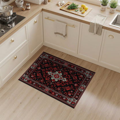 Red Floral Persian Medallion Red Area Rug