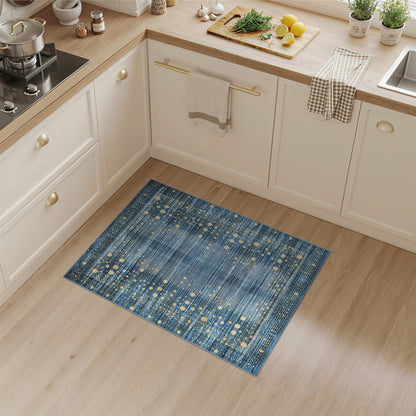 Blue Gold Dot Abstract Area Rug
