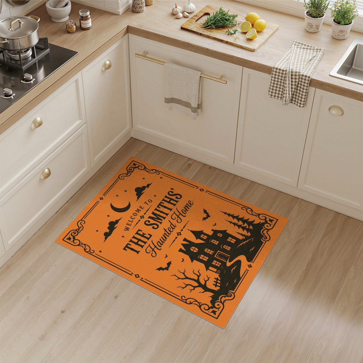 Orange The Smiths' Haunted Home Orange Halloween Rug