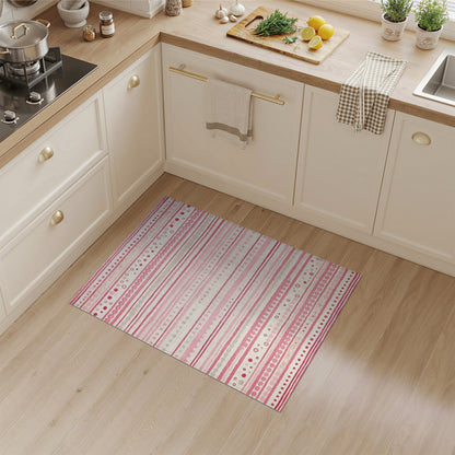 Pink Geometric Striped Dot Area Rug
