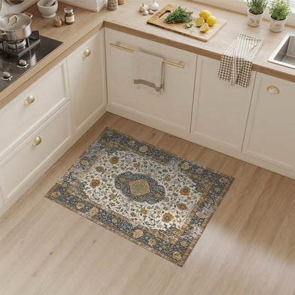 ODIKA Navy Persian Floral Medallion Area Rug