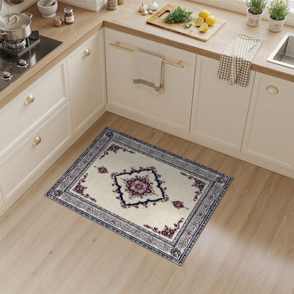Beige Navy Persian Medallion Area Rug