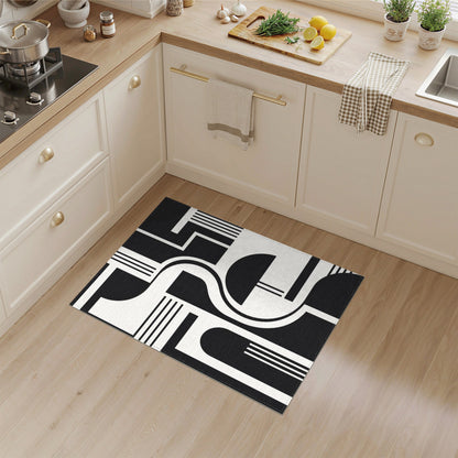 Black and White Black White Bold Geometric Area Rug