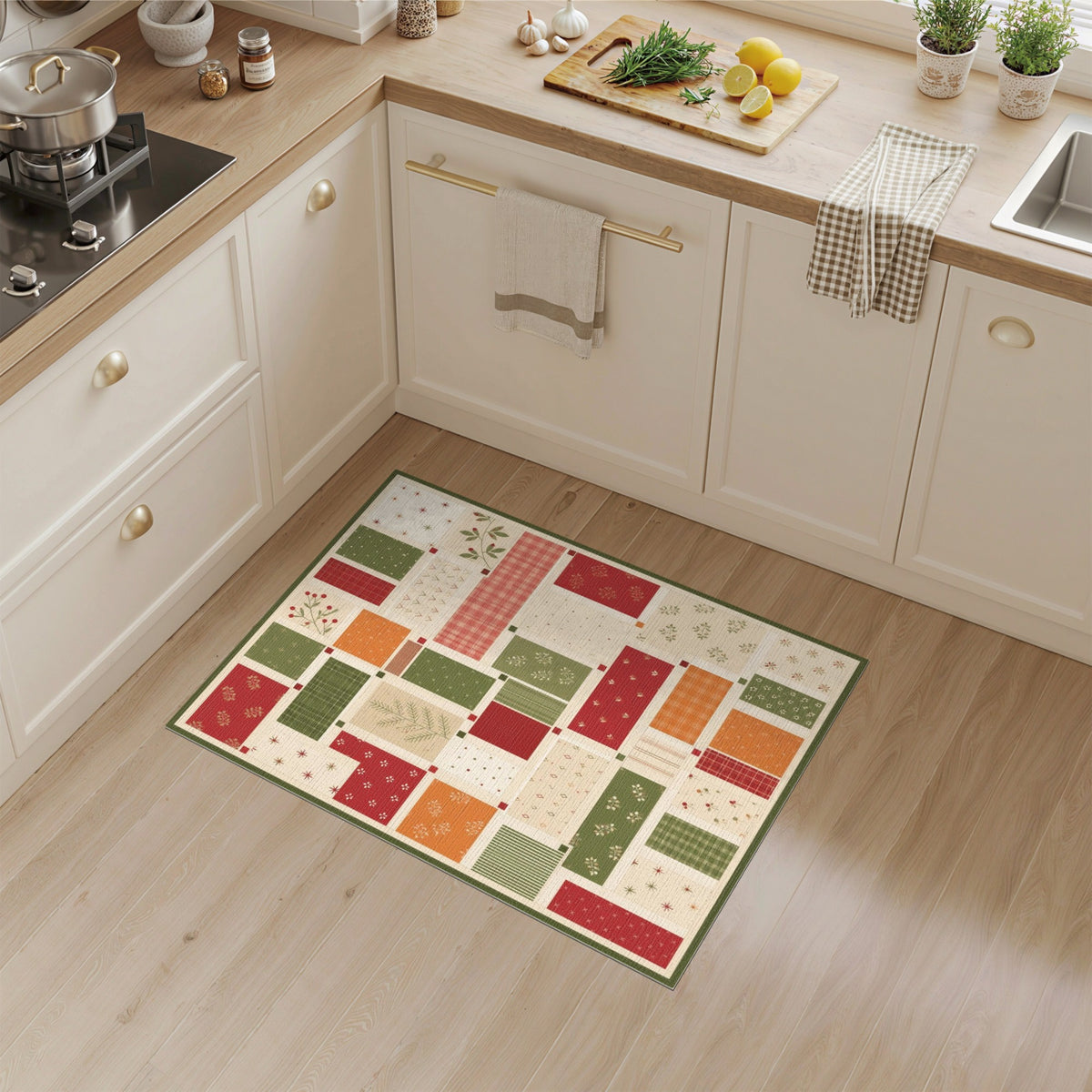 Patchwork Berry Plaid Area Rug