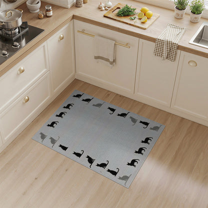 Kids Cartoon Black Cat Silhouette Area Rug