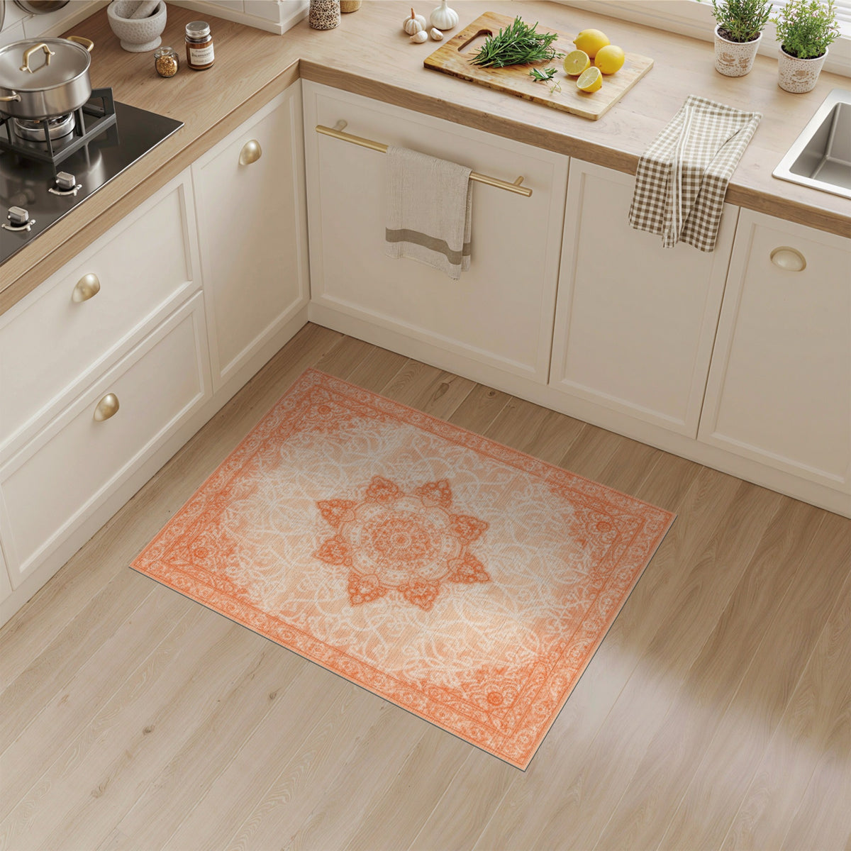 Orange Persian Medallion Area Rug