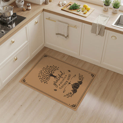 Grateful Hearts Gather Here Tree Pumpkin Area Rug