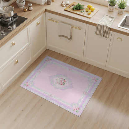 Pink Rose Floral Vintage Area Rug