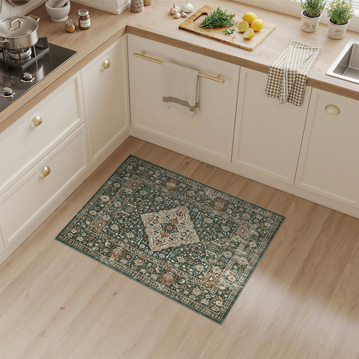 Green Floral Vintage No. 58 Area Rug