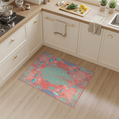 Coastal Beach Pink Coral Reef Coastal Area Rug