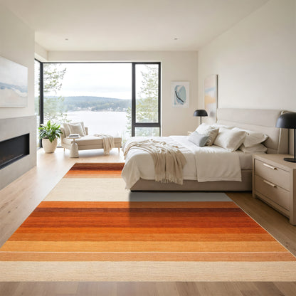 Brown Orange Ombre Striped Rug