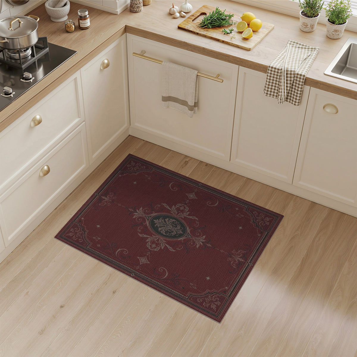 Red Traditional Persian Deep Red Persian Medallion Area Rug