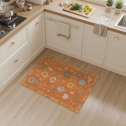 Orange Southwestern Floral Area Rug