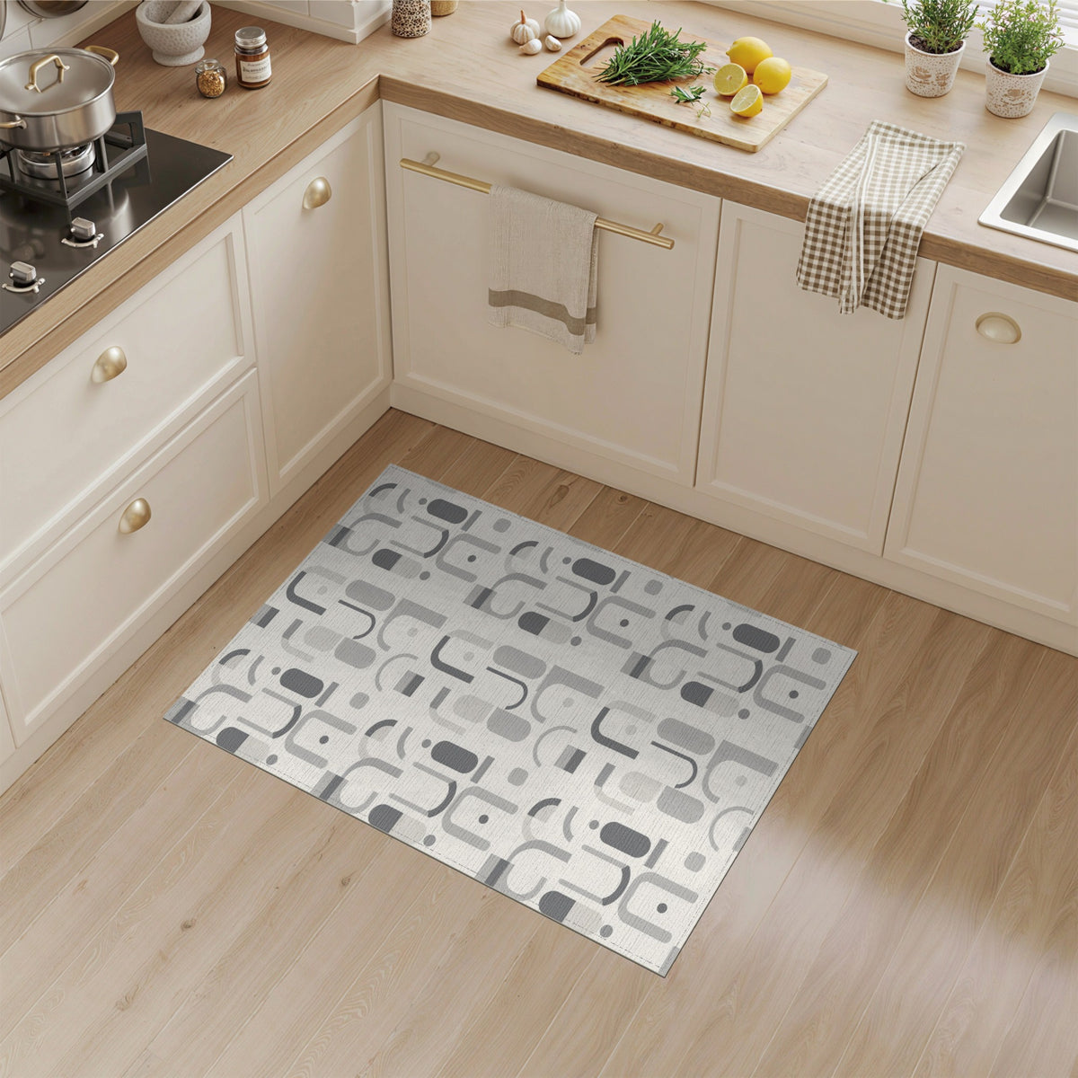 Grey Geometric Modern Area Rug