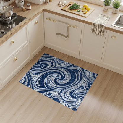 Blue and Teal Blue Marble Swirl Abstract Area Rug
