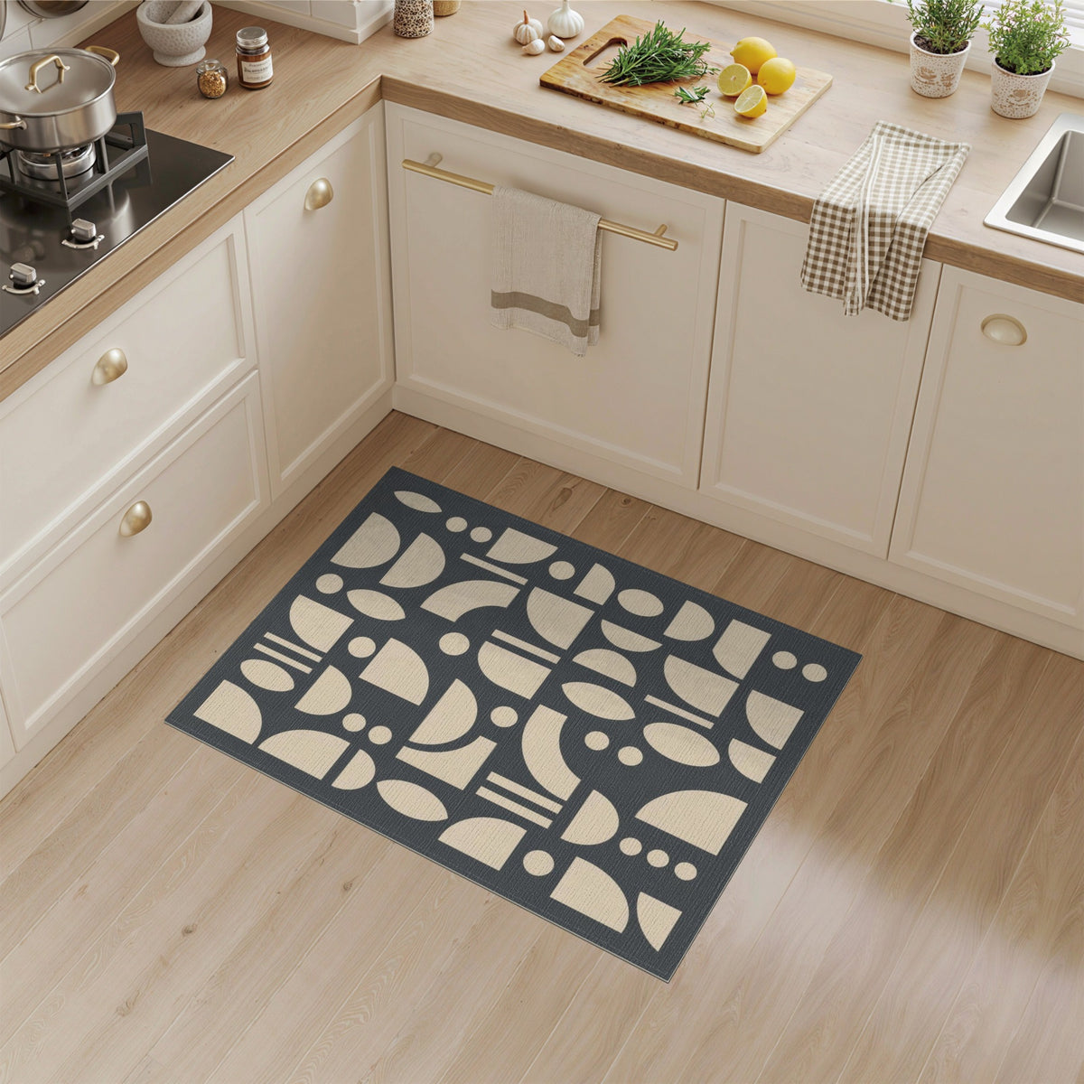 Beige Geometric Modern Area Rug