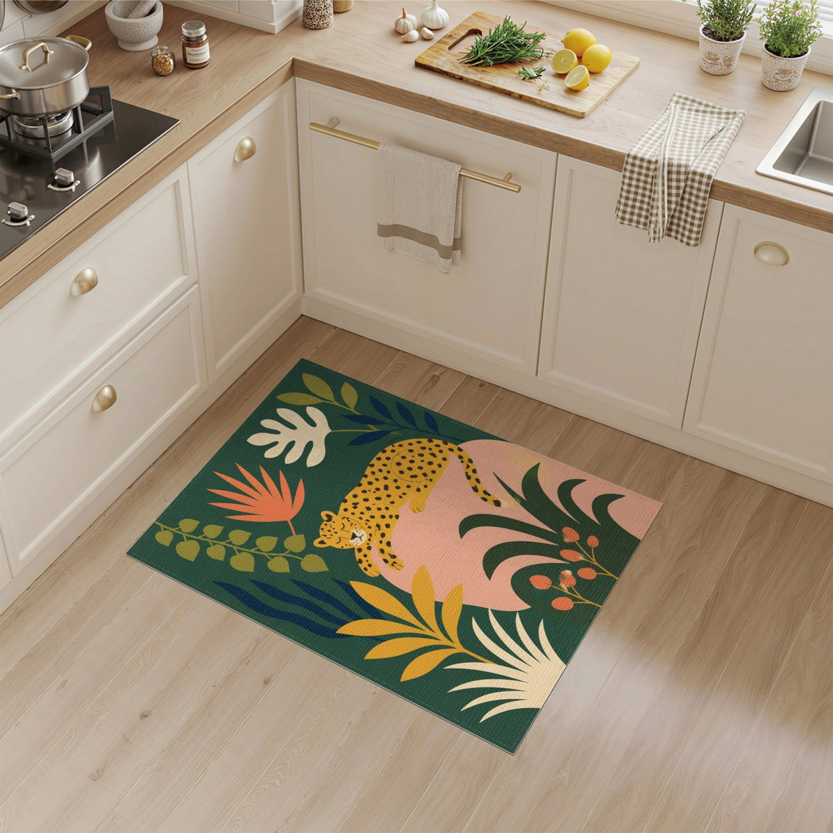 Sleeping Leopard Jungle Washable Area Rug