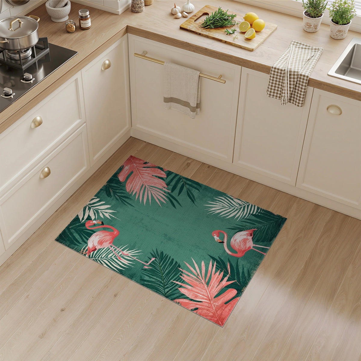 Pink Flamingo Distressed Area Rug