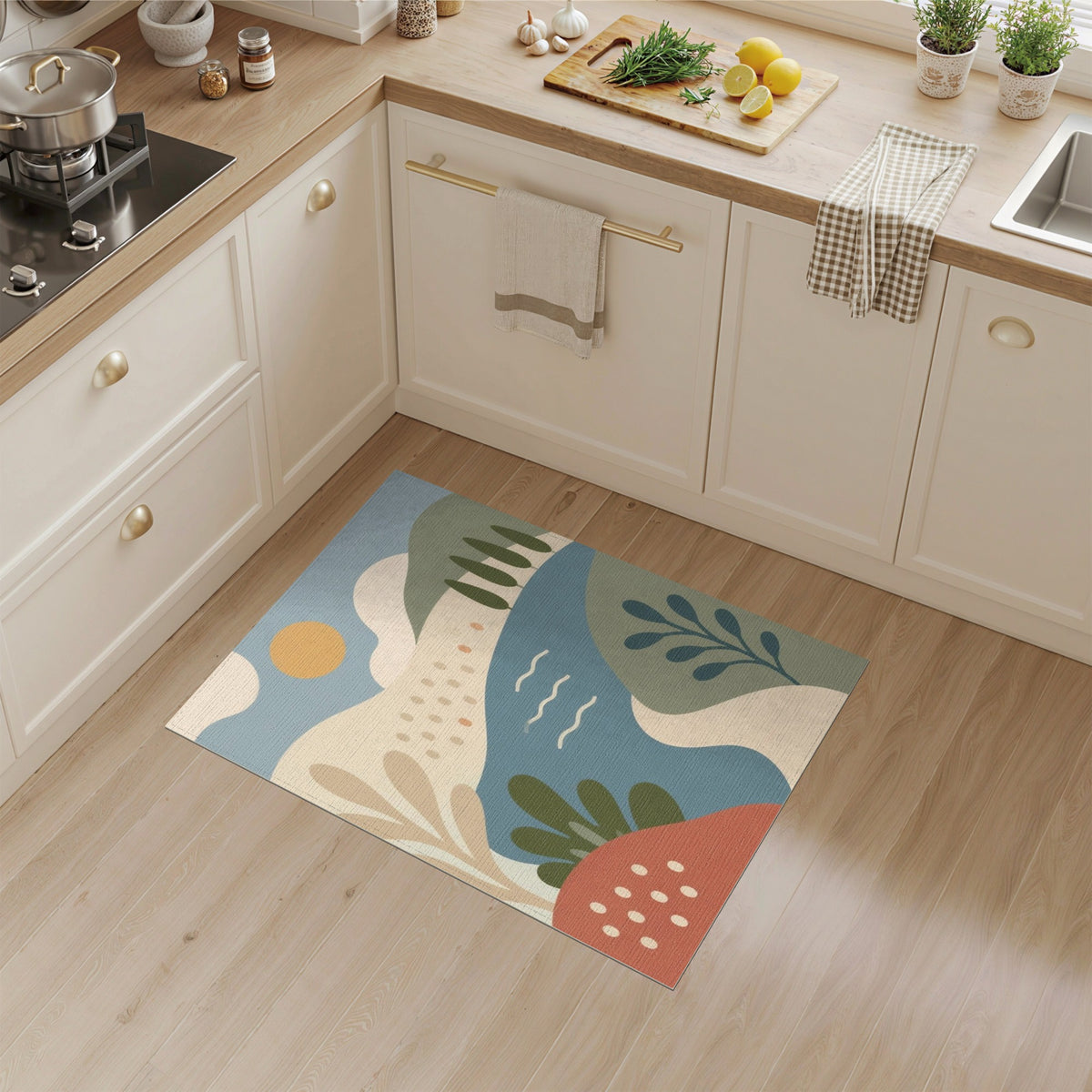 Blue River Abstract Landscape Area Rug