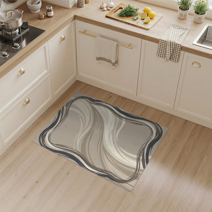 Abstract Area Beige and Neutral Beige Abstract Flow Area Rug