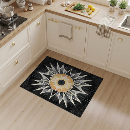 Black White Geometric Starburst Geometric Modern Area Rug