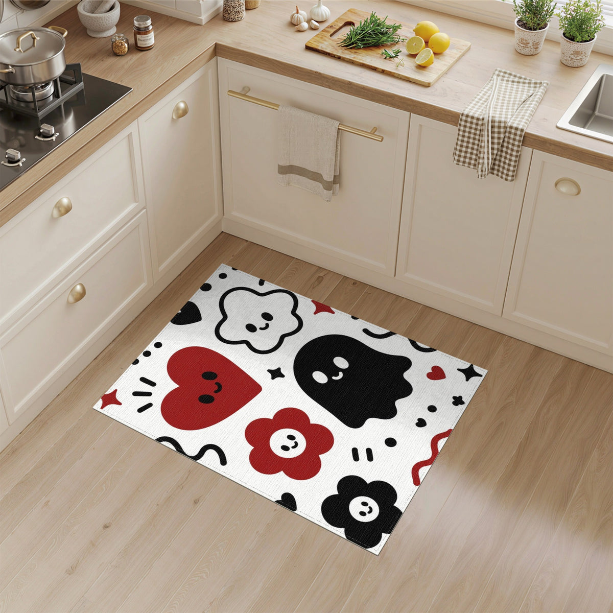 Cute Ghost Heart Kids Cartoon Washable Area Rug