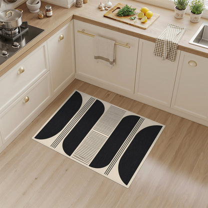 Black Geometric Arches Area Rug