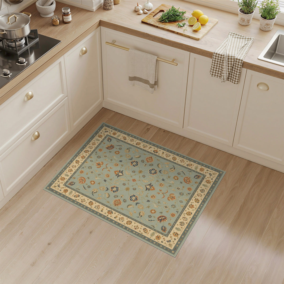 Blue Floral Vintage Area Rug