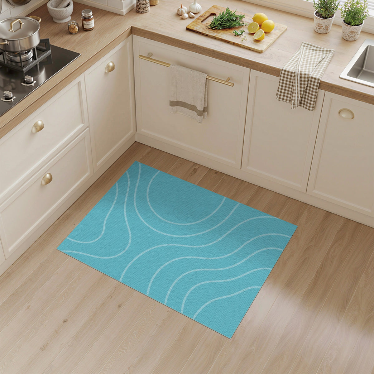 Blue and Teal Coastal Wave Area Rug