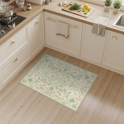 Pink Whimsical Flying Animals Floral Kids Rug