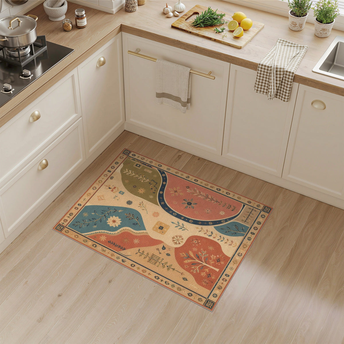 Vintage Floral Abstract Area Rug