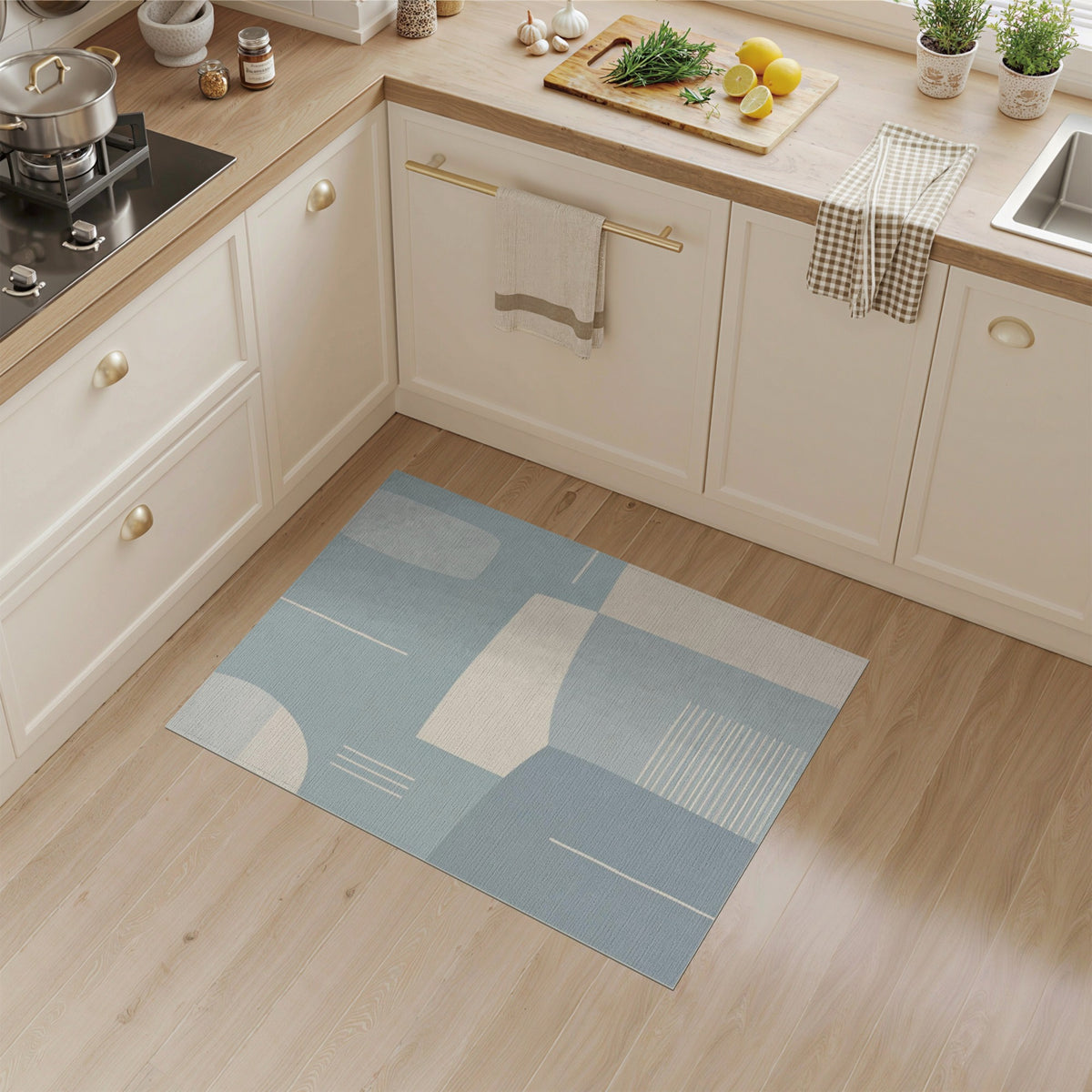 Modern Geometric Blue Area Rug