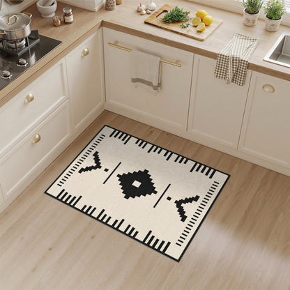 Black White Heritage Tribal Area Rug