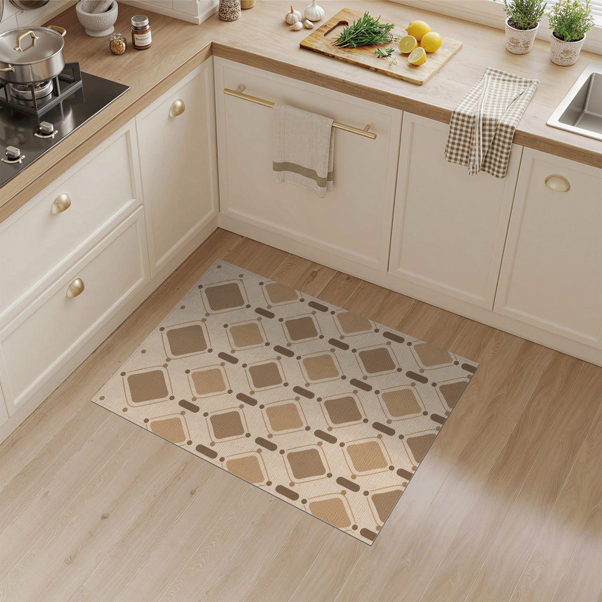 Geometric Modern Brown Geometric Diamond Area Rug