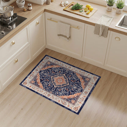 Navy Floral Blue and Teal Navy Blue Persian Floral Medallion Area Rug