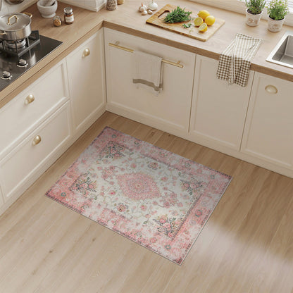 Pink Floral Vintage Area Rug