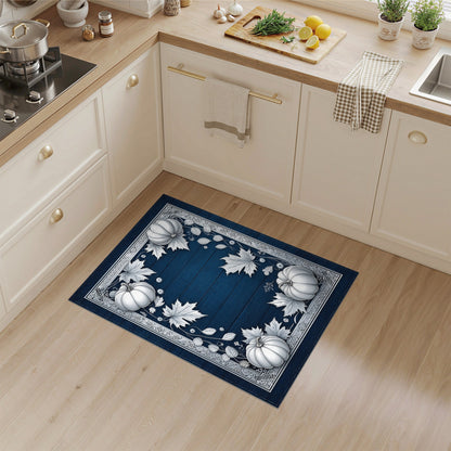 Navy Blue Pumpkin Harvest Area Rug