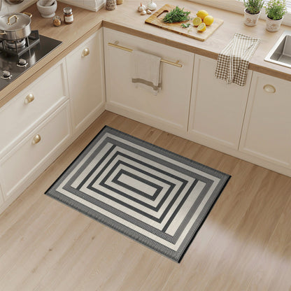 Frame Black White Geometric Frame Area Rug