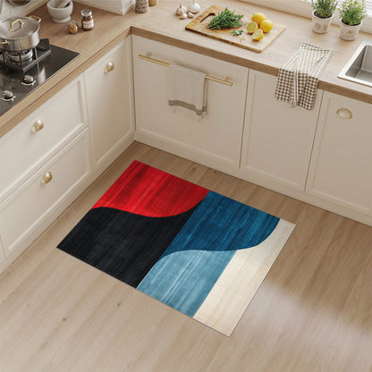Bold Geometric Area Rug in Red Black Blue