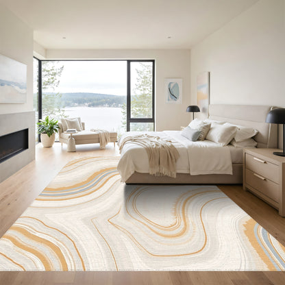 Cream Wavy Marble Vein Rug