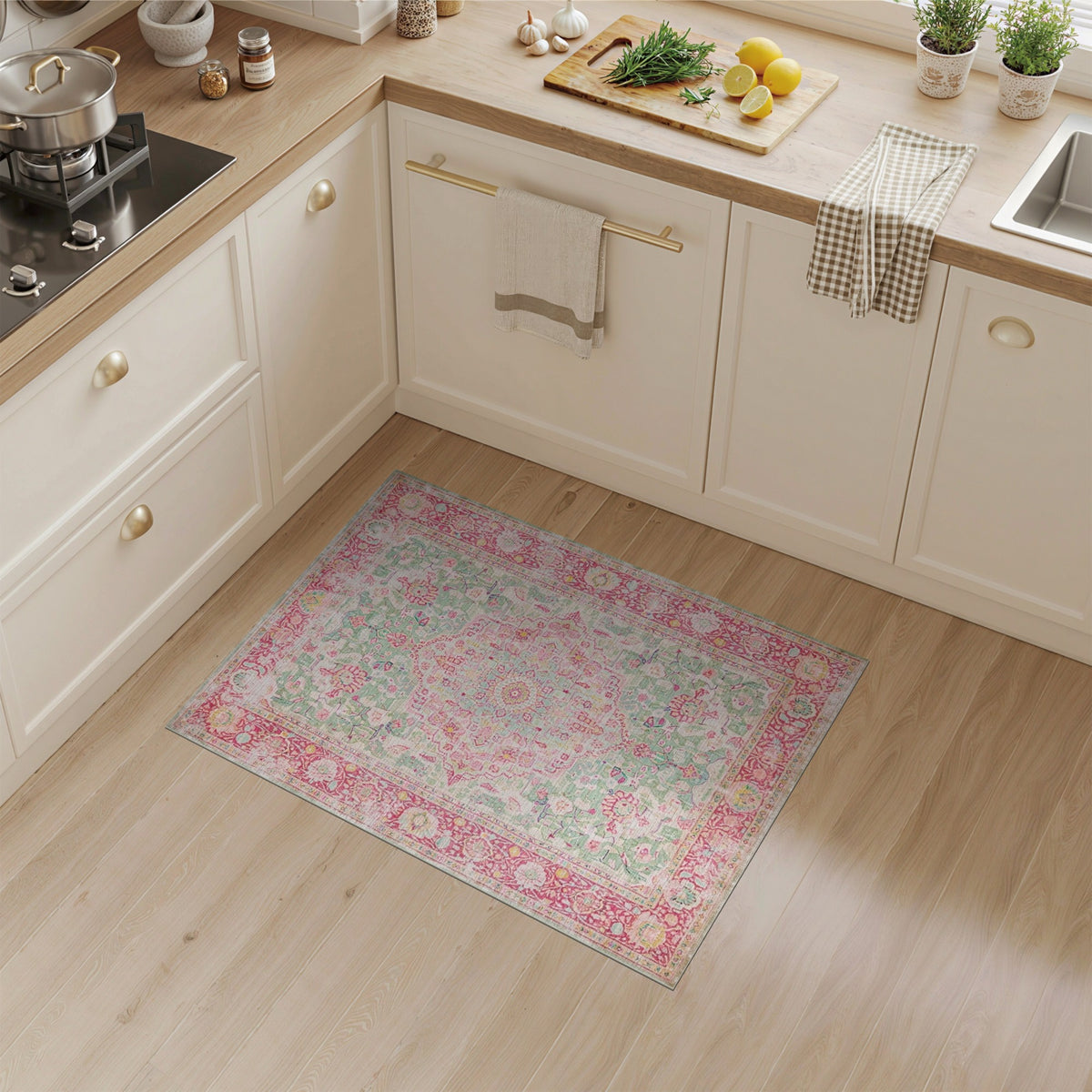Pink Floral Vintage No. 152 Area Rug