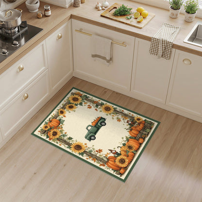Fall Harvest Truck Gnomes Area Rug