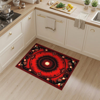 Red Skull Mandala Area Rug