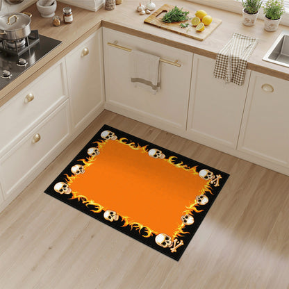 Fiery Skull Flame Orange Area Rug