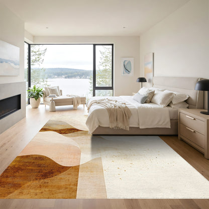 Earthy Layered Fluid Wave Rug