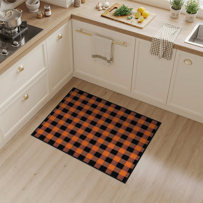 Orange Rustic Farmhouse Orange Buffalo Check Area Rug