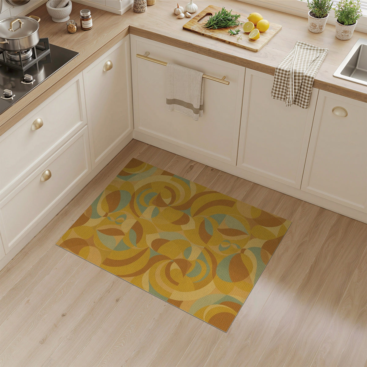 Retro Abstract Swirl Area Rug
