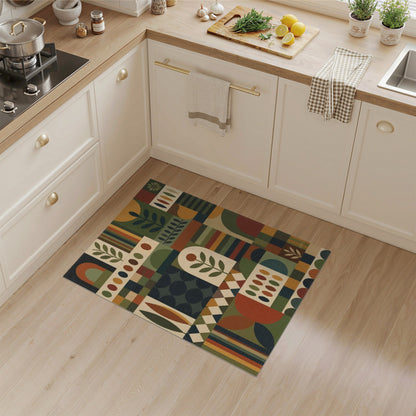 Multi-color and Patterns Multi-Color Geometric Leaf Area Rug